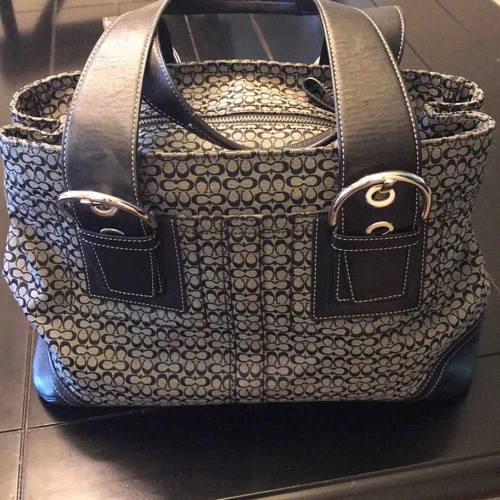 Authentic Coach Large Black Monogram Shoulder Bag - image 2